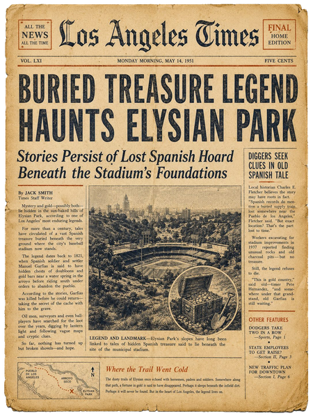Los Angeles Times — buried pueblo gold sought in the Elysian hills