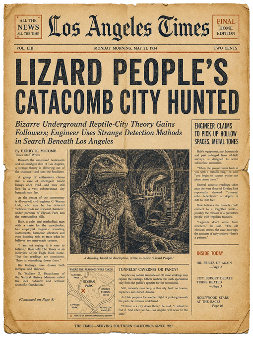 1934 LA Times — Lizard People front page